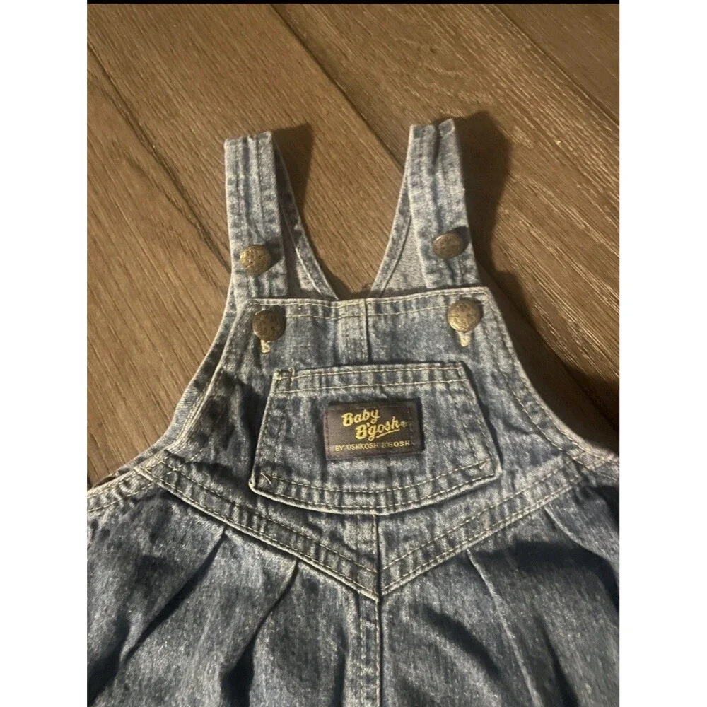 Vintage OshKosh Baby B'Gosh Vintage Bubble Overalls  Romper 1980s 6-9 Mo Denim